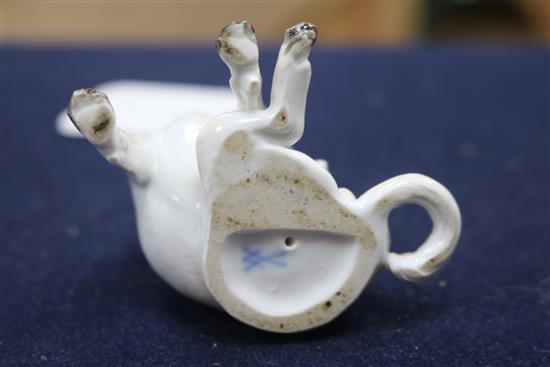 Two 20th century Meissen pugs and a Meissen leaf dish